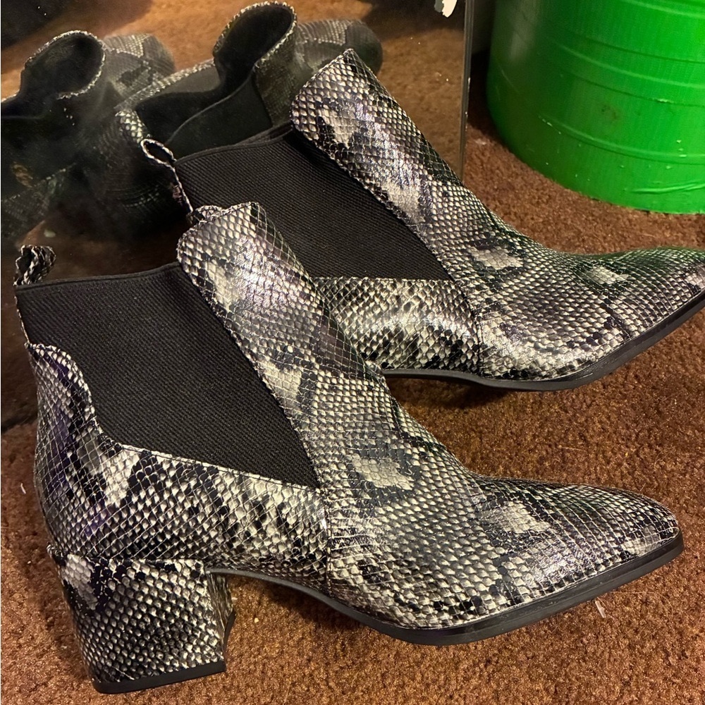 Anne Klein Snakeskin Ankle Boots